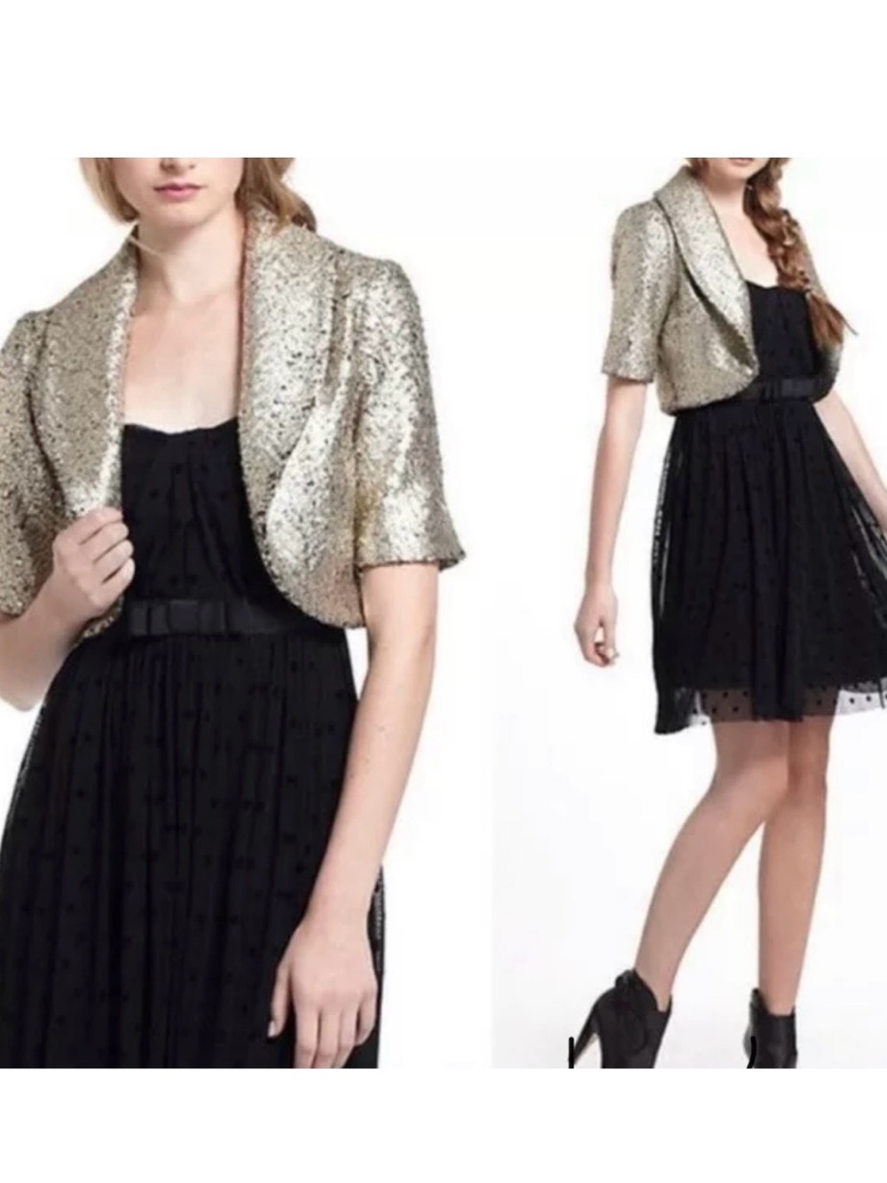 elevenses Gold Sequin Cropped Jacket